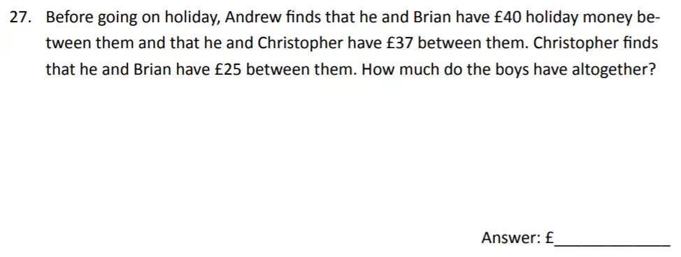 Question 27 - The Perse Upper School – Year 9 Maths Specimen Paper 2 2023