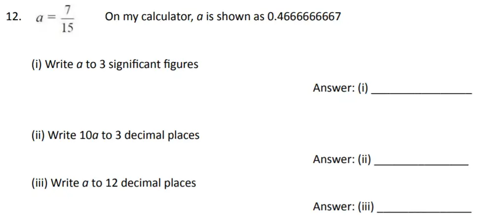 Question 12(12(i),12(ii),12(iii)) - The Perse Upper School – Year 9 Maths Specimen Paper 3 2023