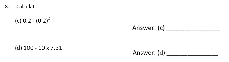 Question 8(c,d) - The Perse Upper School – Year 9 Maths Specimen Paper 4 2023