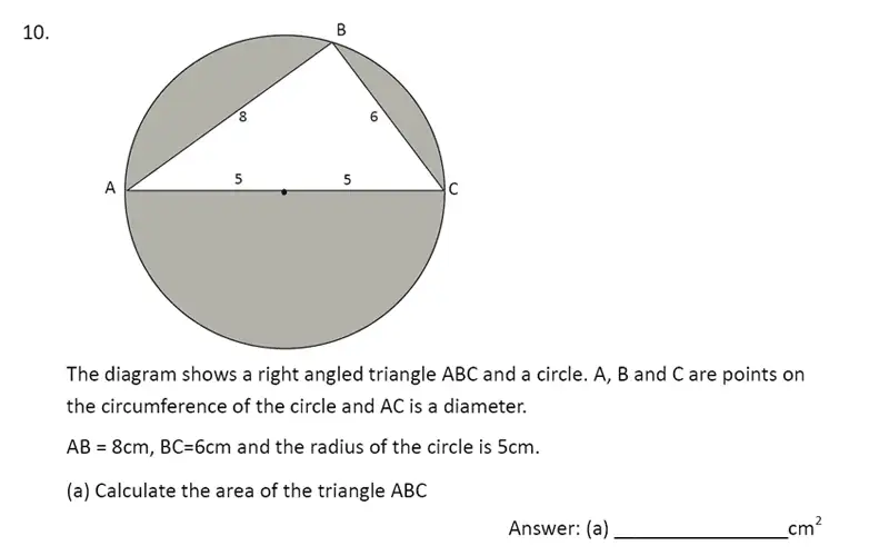 Question 10(a) - The Perse Upper School – Year 9 Maths Specimen Paper 4 2023