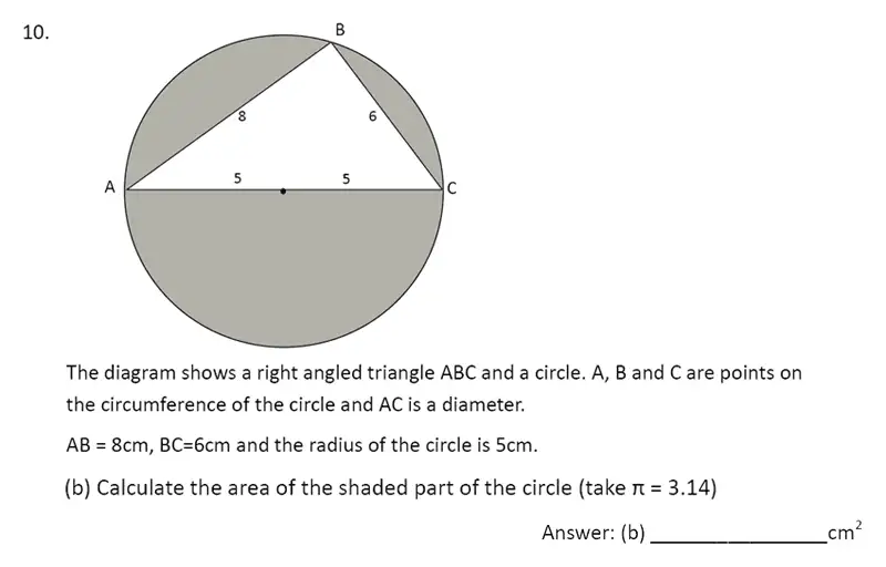 Question 10(b) - The Perse Upper School – Year 9 Maths Specimen Paper 4 2023