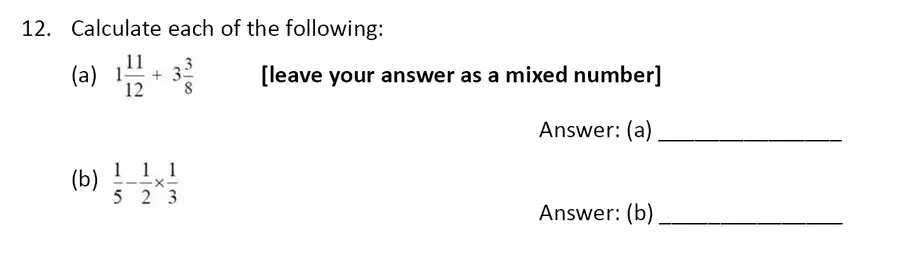 Question 12(12(a),12(b)) - The Perse Upper School – Year 9 Maths Specimen Paper 5 2023
