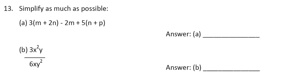 Question 13(13(a),13(b)) - The Perse Upper School – Year 9 Maths Specimen Paper 5 2023