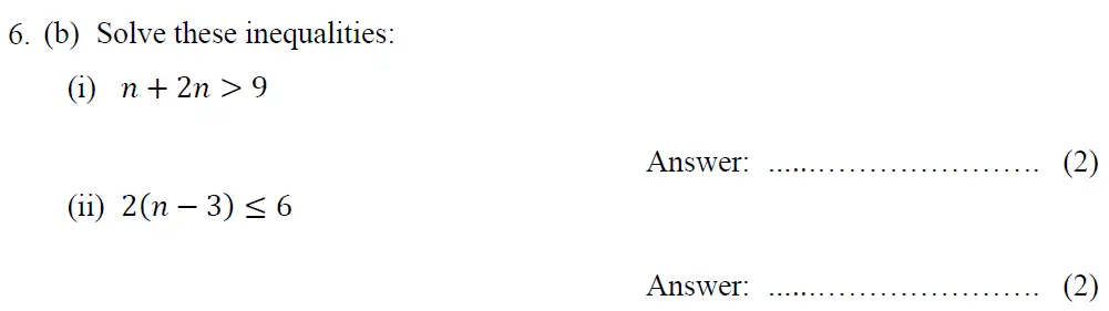 Question 6(b(i),b(ii)) - Tonbridge School - 13 Plus Maths Year 9 Sample B 2023