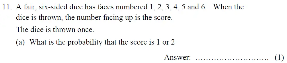 Question 11(a) - Tonbridge School - 13 Plus Maths Year 9 Sample B 2023