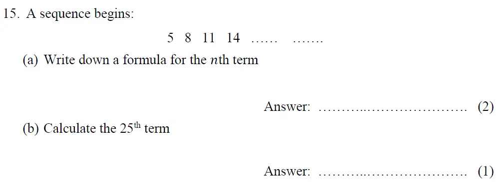 Question 15(15(a),15(b)) - Tonbridge School - 13 Plus Maths Year 9 Sample B 2023
