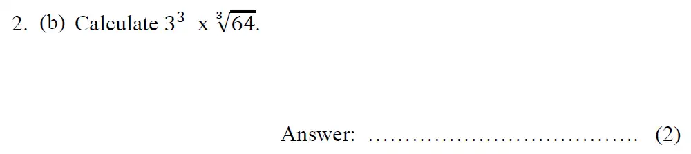 Question 2(b) - Tonbridge School – Year 9 Maths Entrance Exam – Specimen A 2015