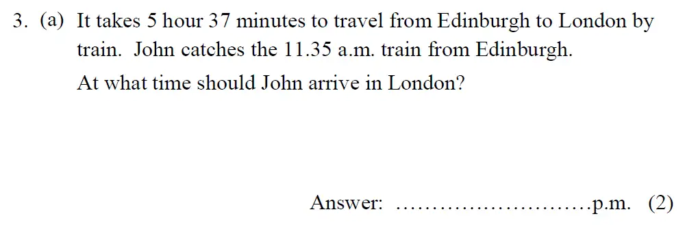 Question 3(a) - Tonbridge School – Year 9 Maths Entrance Exam – Specimen A 2015
