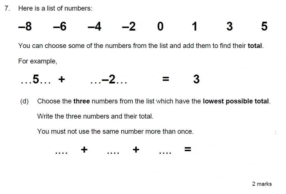 Question 07(d) - Truro School 13 Plus Maths Sample Paper