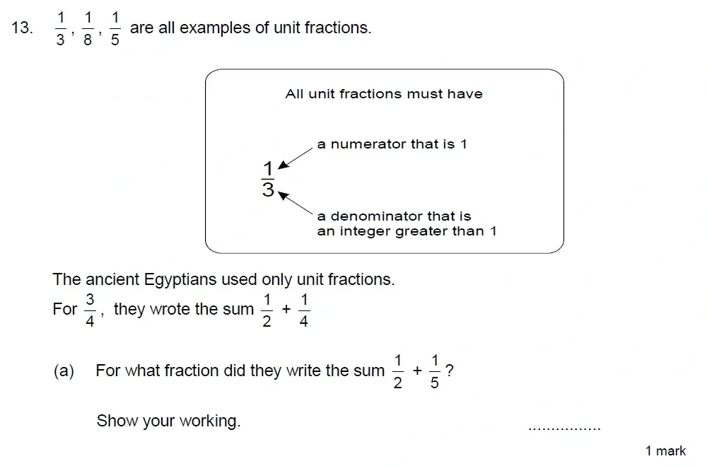 Question 13(a) - Truro School 13 Plus Maths Sample Paper 2026