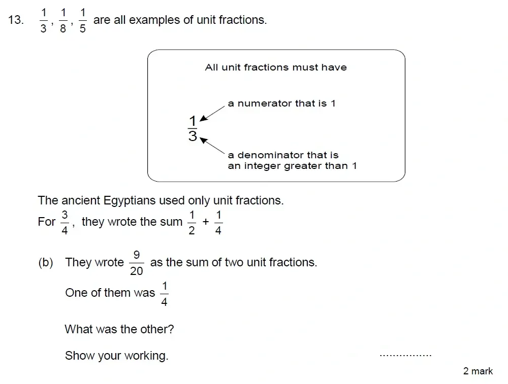 Question 13(b) - Truro School 13 Plus Maths Sample Paper 2026