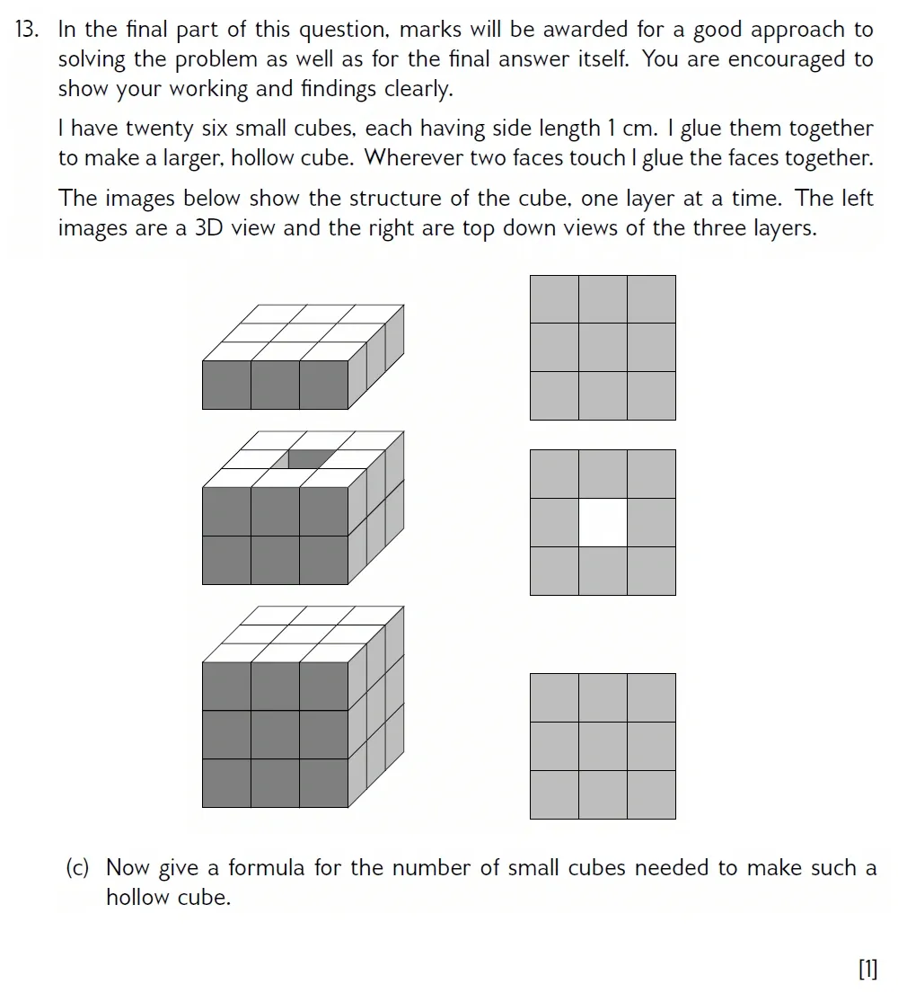 Question 13(c) - Wellington 13 Plus Maths Exam 2022 Scholarship Paper