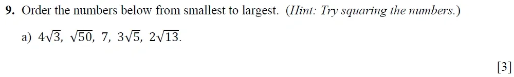 Question 09(a) - Winchester College 13 Plus Maths Entrance Examination 2022
