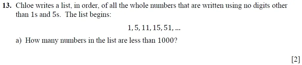 Question 13(a) - Winchester College 13 Plus Maths Entrance Examination 2022