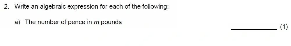 Question 02(a) - Benenden School 13 Plus Scholarship Maths Paper 2023
