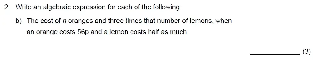 Question 02(b) - Benenden School 13 Plus Scholarship Maths Paper 2023