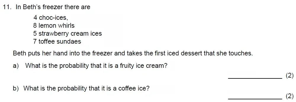Question 11(a,b) - Benenden School 13 Plus Scholarship Maths Paper 2023