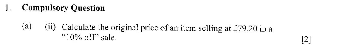 Question 2 - Eton College – 13 Plus Scholarship Exam 2006 – Maths A