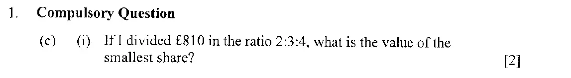 Question 6 - Eton College – 13 Plus Scholarship Exam 2006 – Maths A