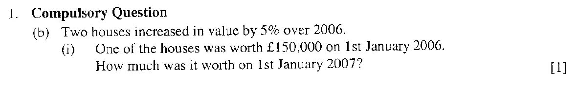 Question 2 - Eton College – 13+ Scholarship Exam 2007 – Maths A