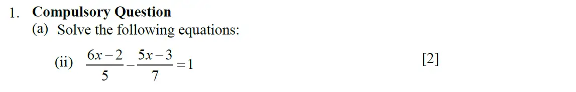 Question 2 - Eton College – 13+ Scholarship Exam 2009 – Maths A