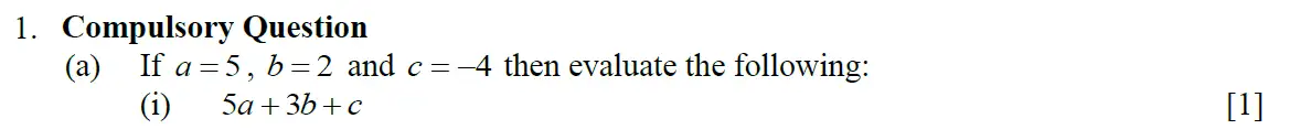 Question 1 - Eton College – 13 Plus Scholarship Exam 2010 – Maths A