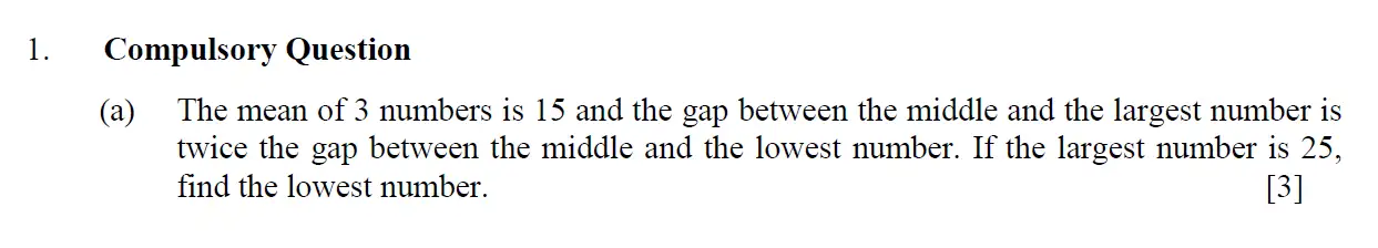 Question 1 - Eton College – 13 Plus Scholarship Exam 2011 – Maths A
