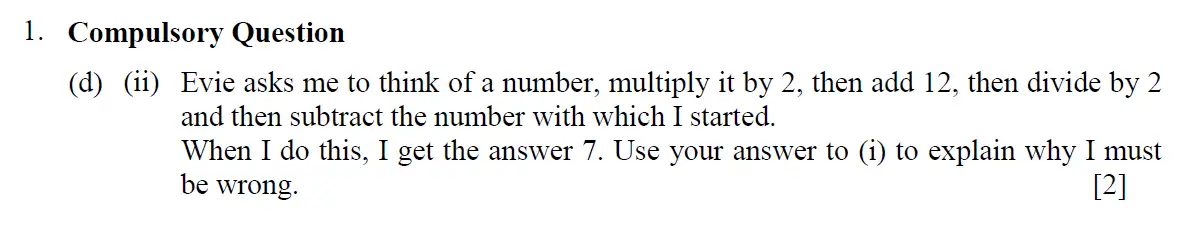 Question 6 - Eton College – 13 Plus Scholarship Exam 2011 – Maths A