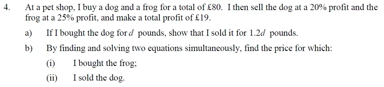 Question 8 - Eton College – 13 Plus Scholarship Exam 2011 – Maths B
