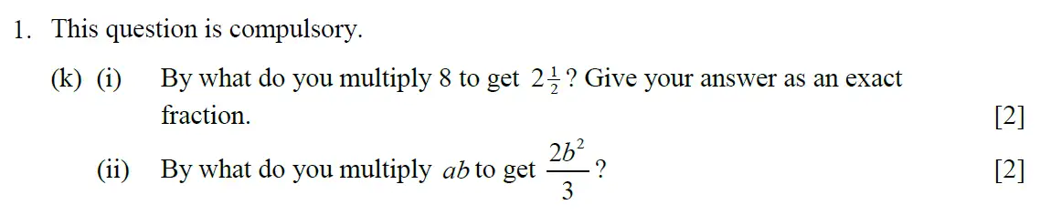 Question 11 - Eton College – 13 Plus Scholarship Exam 2012 – Maths A