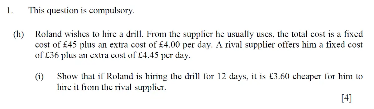 Question 11 - Eton College – 13+ Scholarship Exam 2013 – Maths A