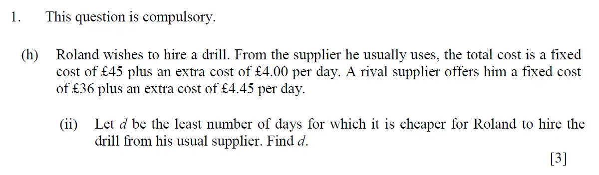 Question 12 - Eton College – 13+ Scholarship Exam 2013 – Maths A