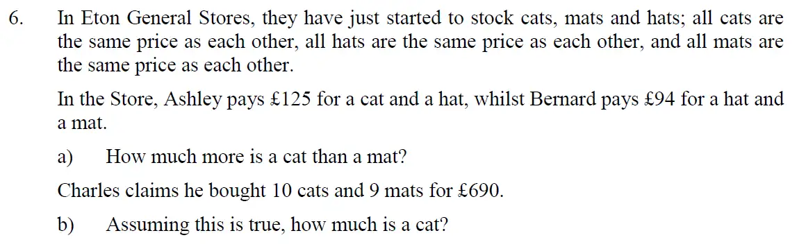 Question 15 - Eton College – 13+ Scholarship Exam 2013 – Maths B