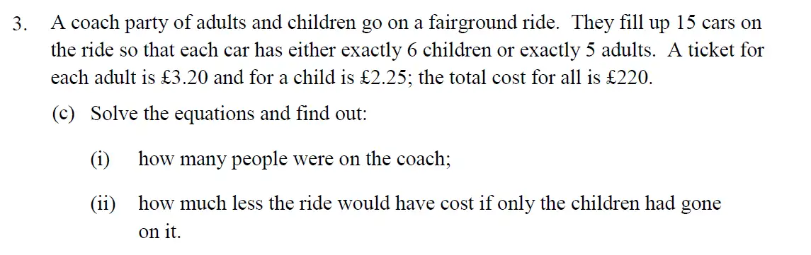 Question 7 - Eton College – 13+ Scholarship Exam 2014 – Maths B