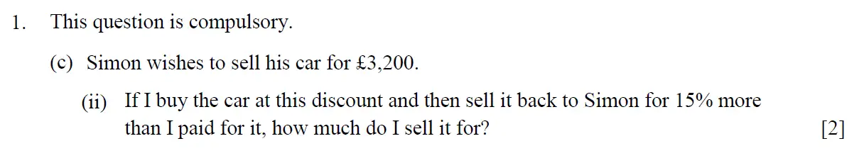 Question 6 - Eton College – 13+ Scholarship Exam 2015 – Maths A
