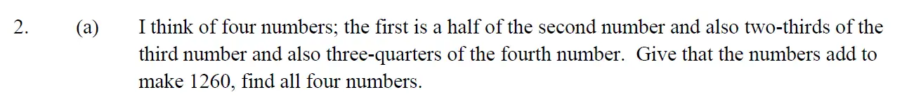 Question 4 - Eton College – 13+ Scholarship Exam 2015 – Maths B