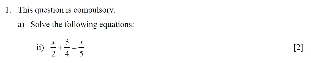 Question 2 - Eton College – 13 Plus Scholarship Exam 2016 – Maths A
