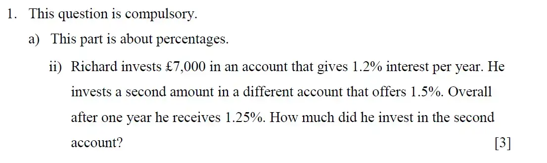 Question 2 - Eton College – 13 Plus Scholarship Exam 2017 – Maths A