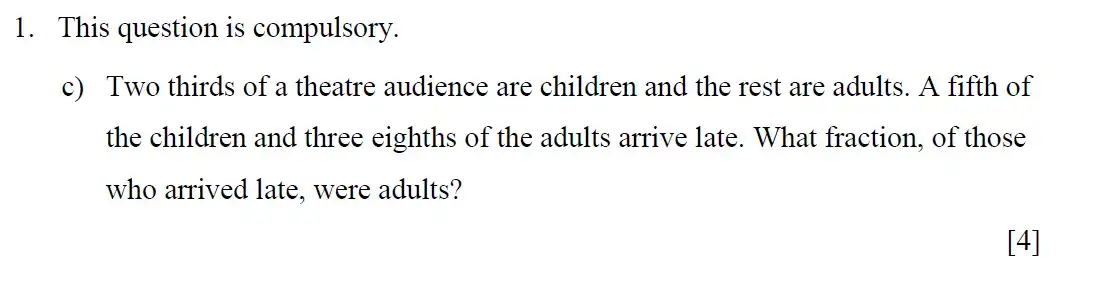 Question 5 - Eton College – 13 Plus Scholarship Exam 2017 – Maths A