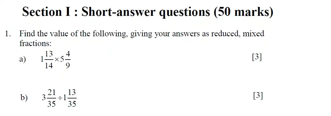 Question 1 - Eton College – 13 Plus Scholarship Exam 2018 – Maths A