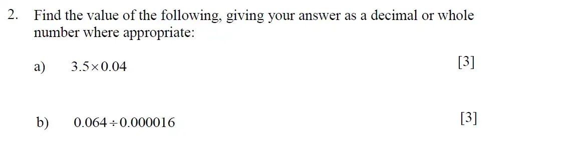Question 3 - Eton College – 13 Plus Scholarship Exam 2018 – Maths A