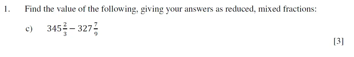Question 3 - Eton College – 13 Plus Scholarship Exam 2019 – Maths A
