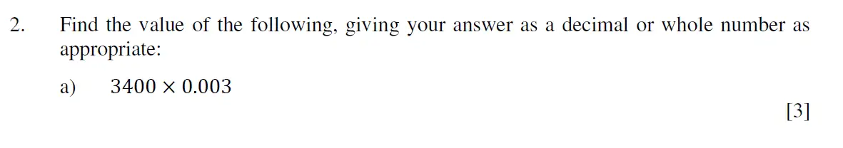 Question 4 - Eton College – 13 Plus Scholarship Exam 2019 – Maths A
