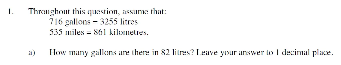 Question 1 - Eton College – 13 Plus Scholarship Exam 2019 – Maths B