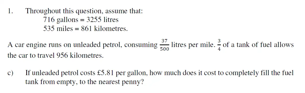 Question 3 - Eton College – 13 Plus Scholarship Exam 2019 – Maths B