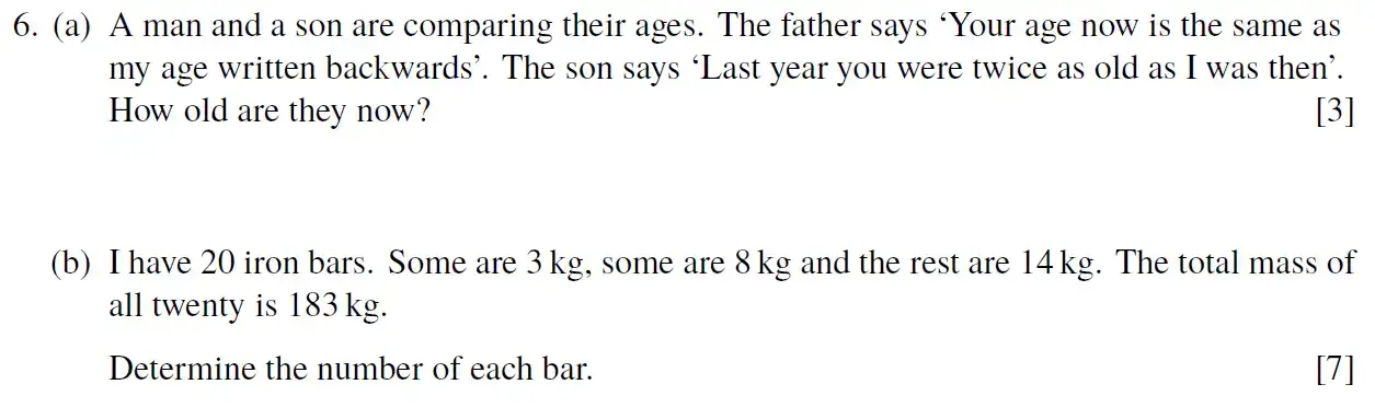Question 13 - Eton College - 13 Plus Scholarship Exam 2020 - Maths B
