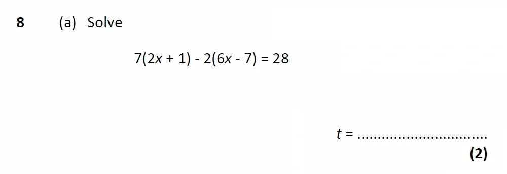 Question 08(a) - Glenalmond College - 13 Plus Scholarship Maths Exam 2022