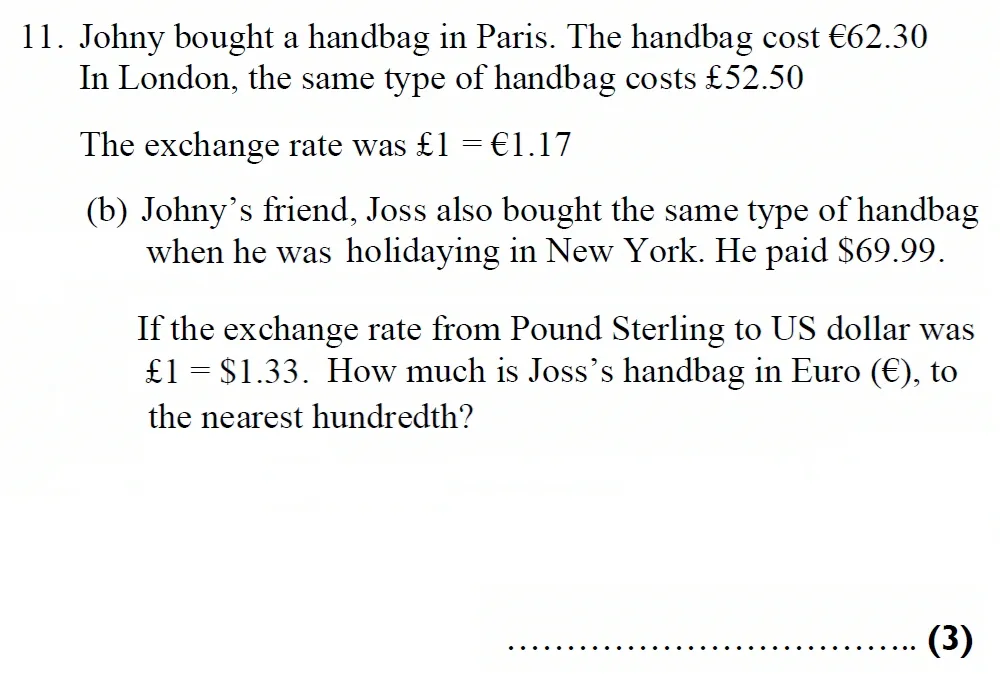 Question 11(b) - Harrow School 13 Plus Maths Scholarship Exam Paper 1