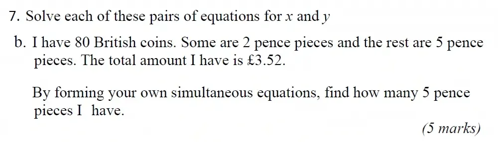 Question 07(b) - Radley 13 Plus Maths Exam 2022 Scholarship Paper 1