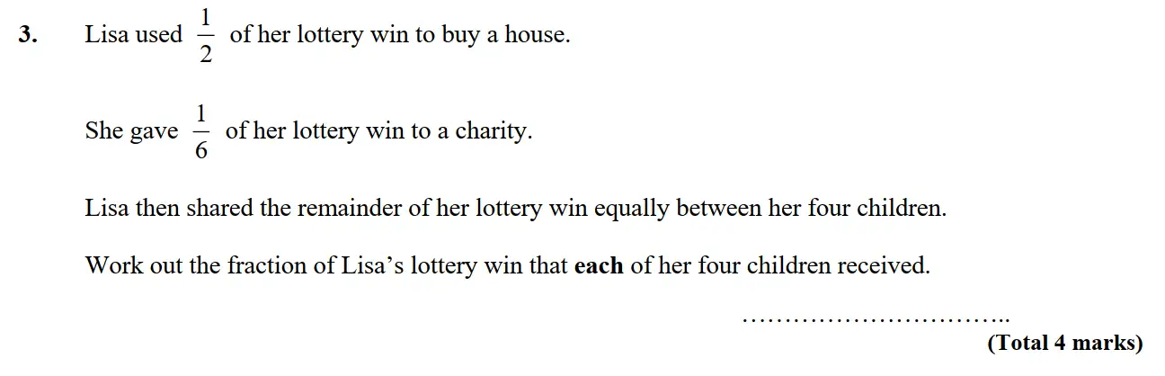 Question 4 - St Edwards Oxford - 13 Plus Scholarship Exam 2015 - Maths Paper 1